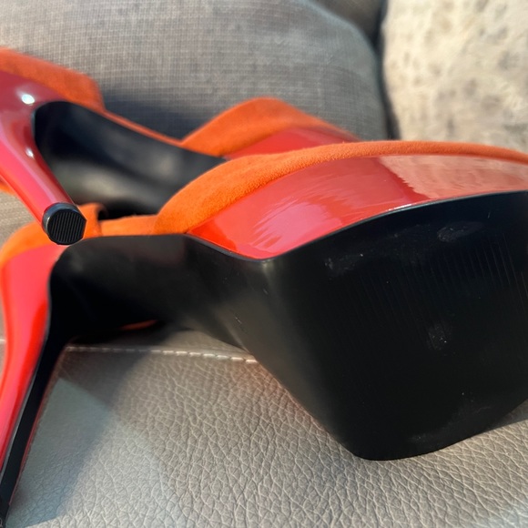 GUESS Women’s Rachel Pump Orange Suede SIZE 9.5 Heel Pumps Platform halloween - Picture 4 of 4